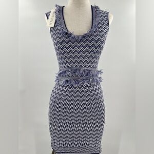 Ronny Kobo bodycon flirty Patterned Sleeveless Dress with fringe